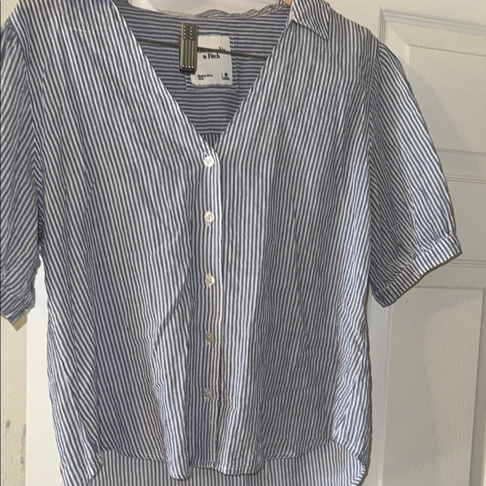 Abercrombie & Fitch Navy and White Striped Shirt